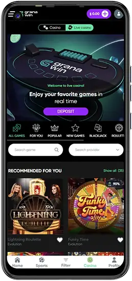 Application mobile Granawin Casino